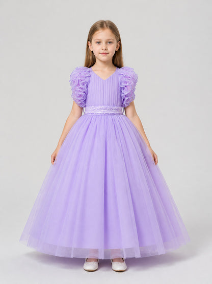 Floor-Length Tulle Dress with Layered Skirt for Weddings on-model view