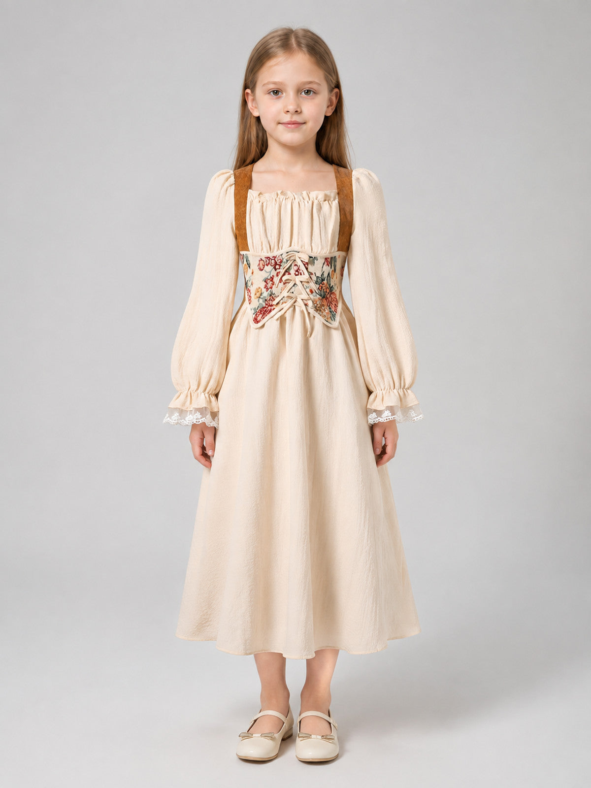Long Dress with Corset Panel and Lacing on-model view