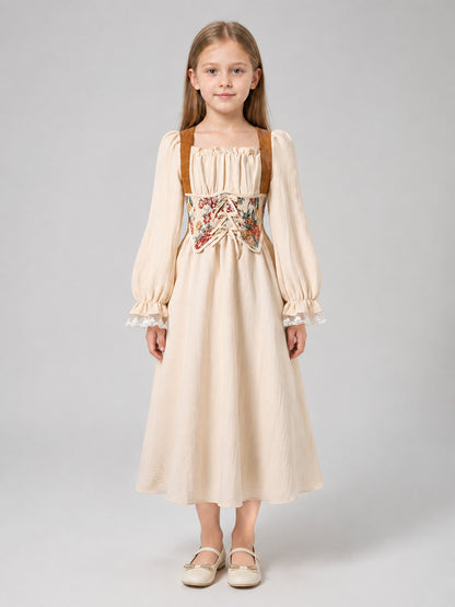 Long Dress with Corset Panel and Lacing on-model view