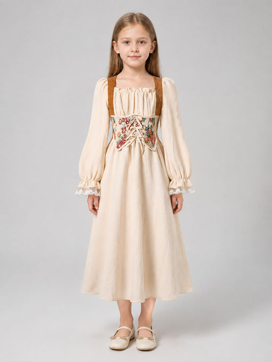Long Dress with Corset Panel and Lacing on-model view