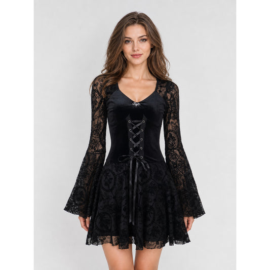 Gothic Lace Long-Sleeve Dress