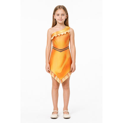 One-Shoulder Pocahontas Dress with an Asymmetrical Hem