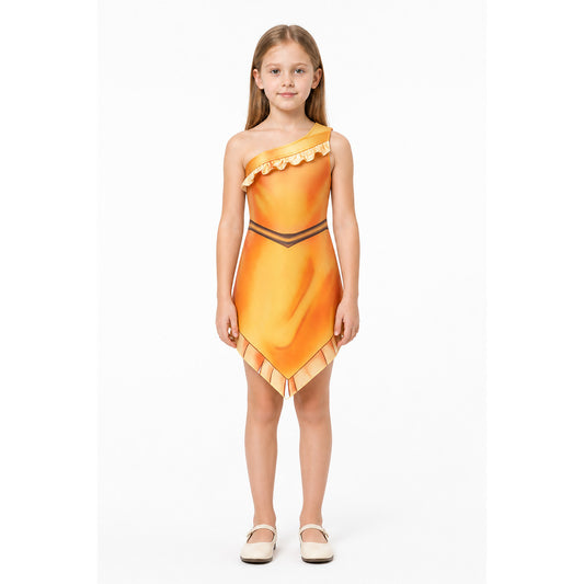 One-Shoulder Pocahontas Dress with an Asymmetrical Hem main product view
