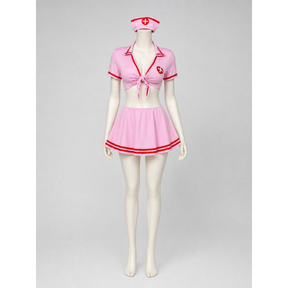 Pink medical uniform with skirt and cap
