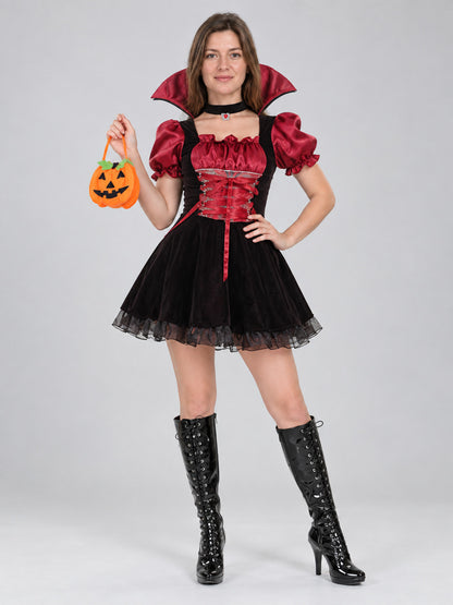 Vampire Costume: Dress, Fangs, Bag, Jewelry