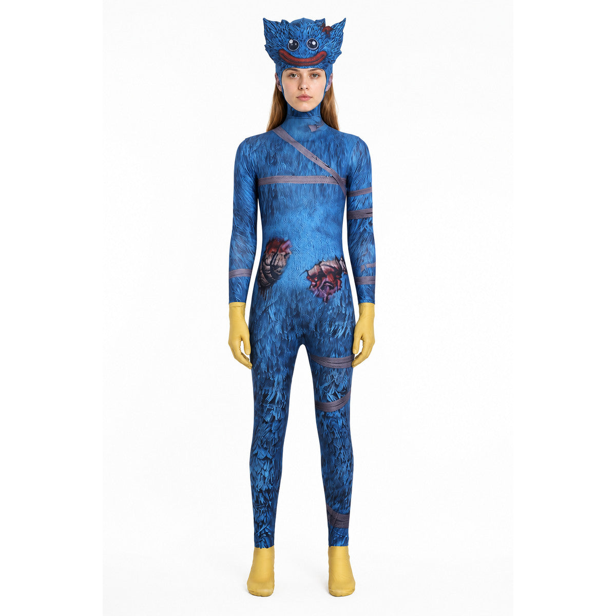 Blue Hooded Monster Jumpsuit Costume main product view