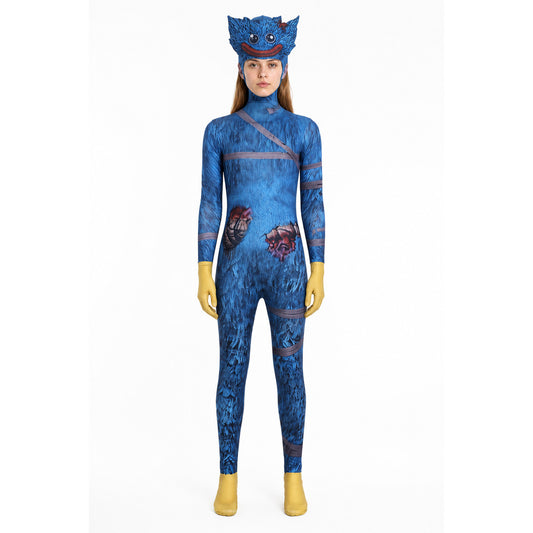 Blue Hooded Monster Jumpsuit Costume main product view
