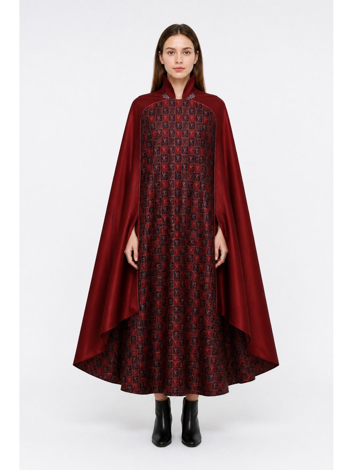 Red Superhero Cape with Plaid Pattern