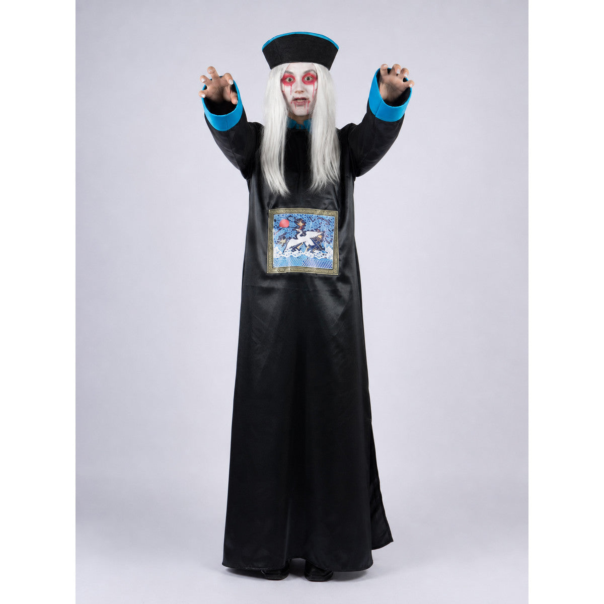 Qing dynasty zombie costume with hat on-model view