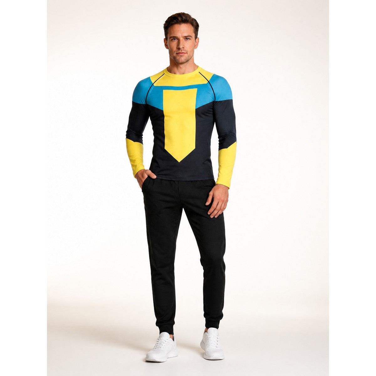 Cosplay Set: Black, Blue, and Yellow Long-Sleeve Shirt main product view