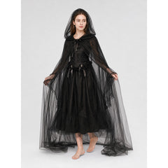 Gothic Hooded Costume with Sheer Cape