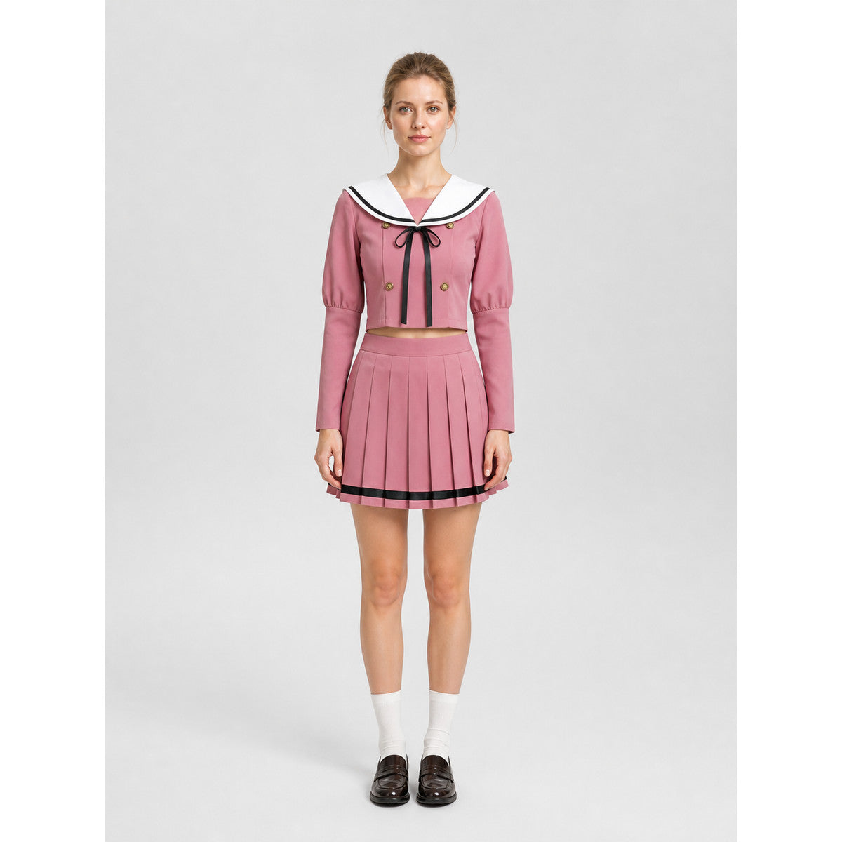 Waguri Kaoruko Cosplay Costume, School Uniform, Sailor Uniform on-model view