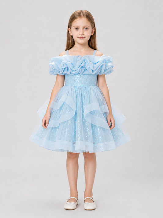 Sequin Princess Dress for Girls with a Full Skirt on-model view