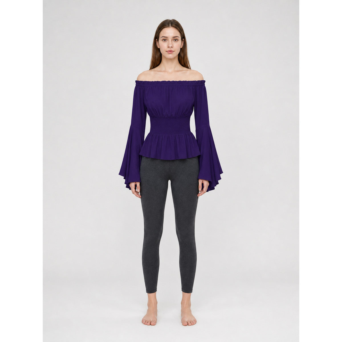 Off-Shoulder Top with Long Flared Sleeves