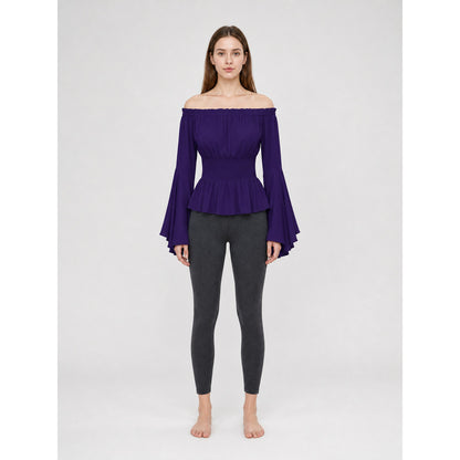Off-Shoulder Top with Long Flared Sleeves