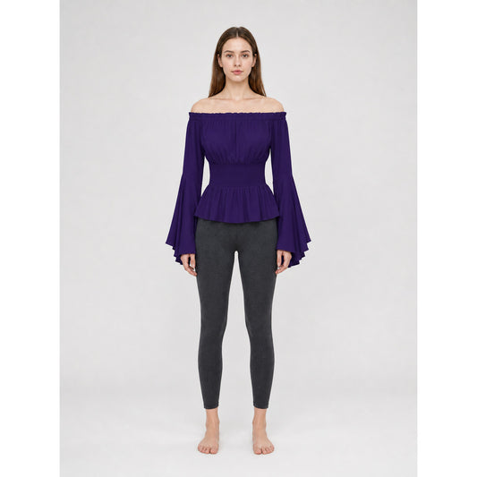 Off-Shoulder Top with Long Flared Sleeves