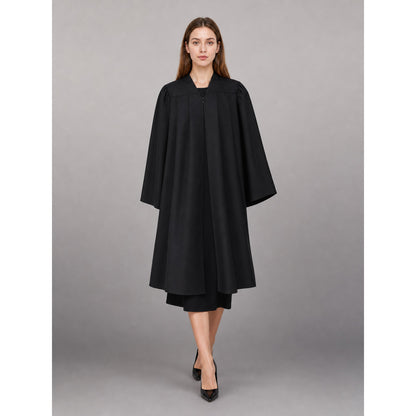 Long Black Hooded Carnival Cloak front view