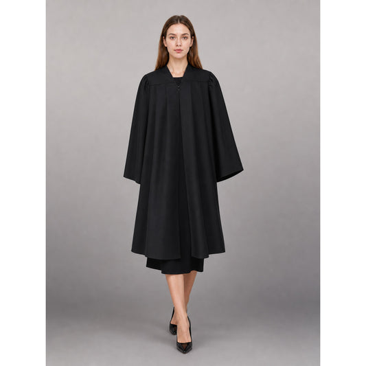 Long Black Hooded Carnival Cloak front view