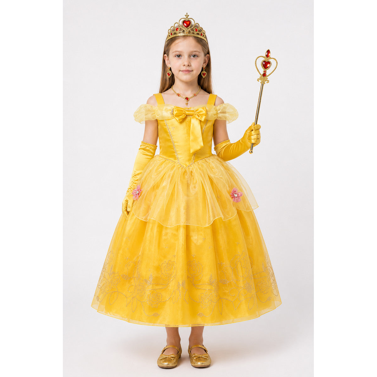 Yellow Carnival Costume with Crown and Accessories main product view