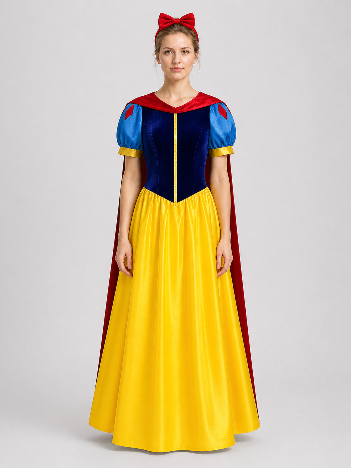 Snow White Cosplay Costume, Dress and Headband on-model view
