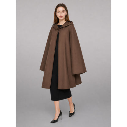 Brown Hooded Medieval Carnival Cloak front view