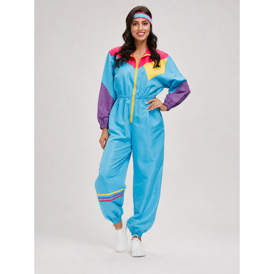 70s Retro Disco Jumpsuit with Headband