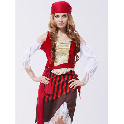 Pirate costume with skirt and top on-model view