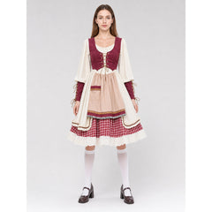 Little Red Riding Hood Costume with Apron and Full Skirt