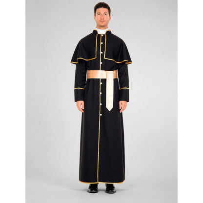 Long cosplay cassock with gold buttons