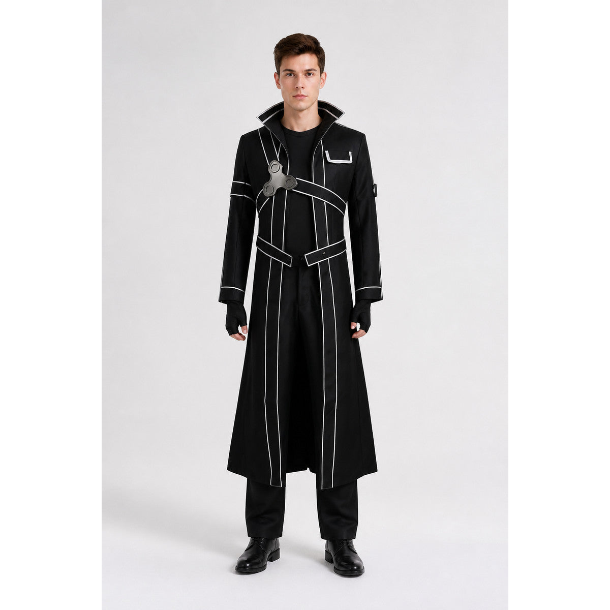 Black Cosplay Costume with White Crisscross Straps main product view