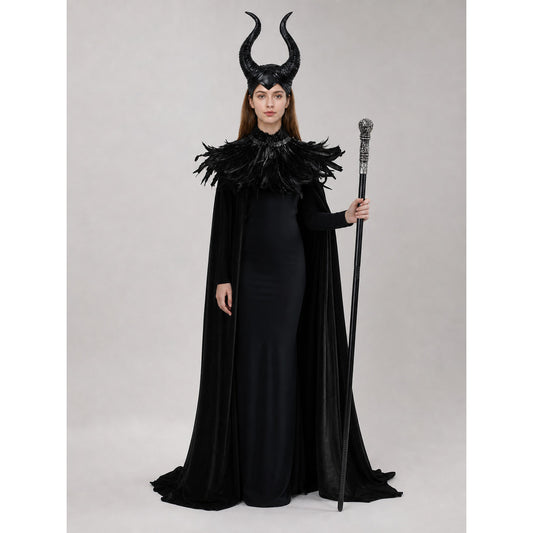 Black cape with scepter, dark fantasy-style set