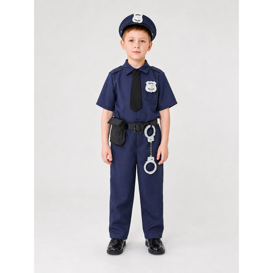 Kids' police costume with accessories front view