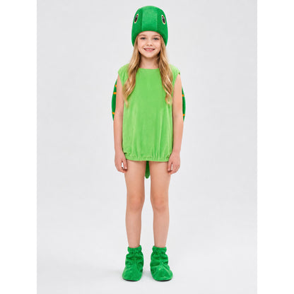 Turtle costume for performances, green jumpsuit