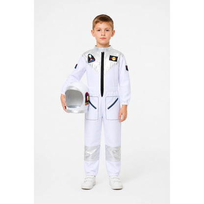 Children's astronaut costume with helmet and silver-toned accents main product view