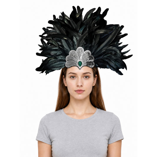 Carnival Feather and Bead Headpiece