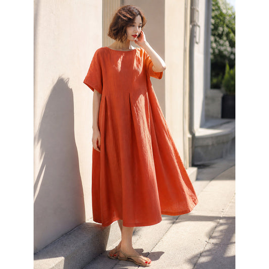 Women’s orange-red loose-fit dress