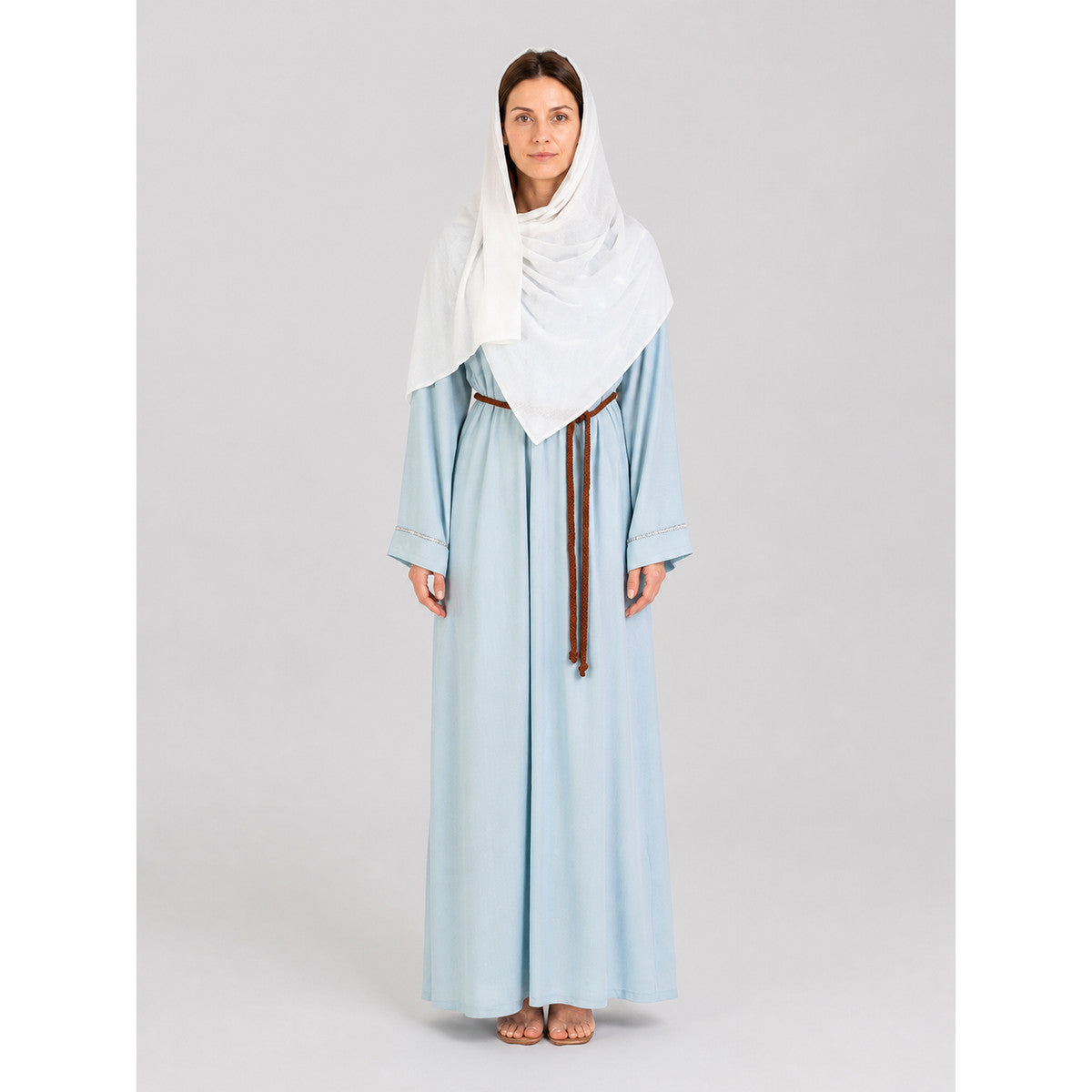 Arabian Halloween Costume, Blue Dress with Belt on-model view