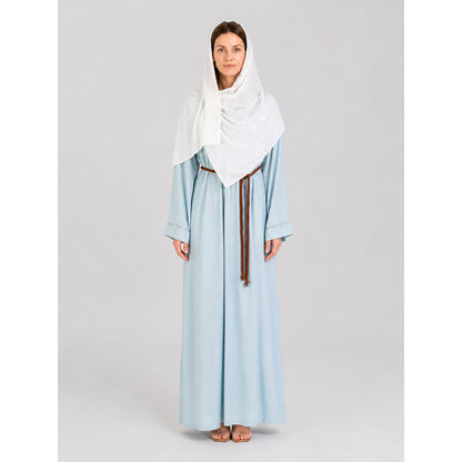 Arabian Halloween Costume, Blue Dress with Belt on-model view
