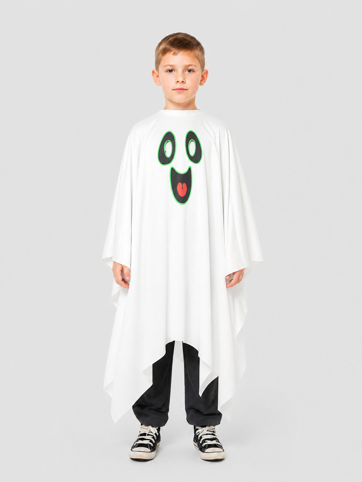 Glowing White Ghost Cape for Halloween Cosplay on-model view