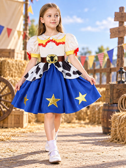 Children's Carnival Dress with a Full Blue Skirt main product view