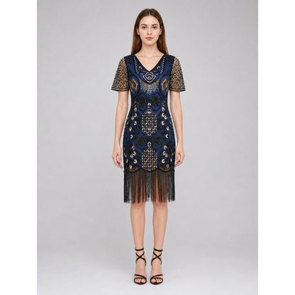 Fringed Cocktail Dress in 1920s Style