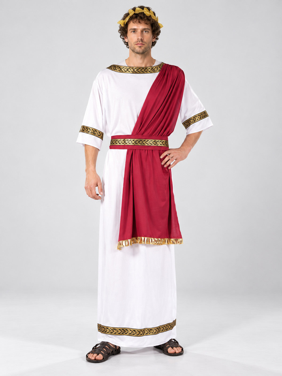 Ancient-Style Costume with Red Drapery on-model view