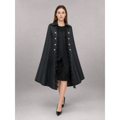 Black Gothic Carnival Cloak with Lace