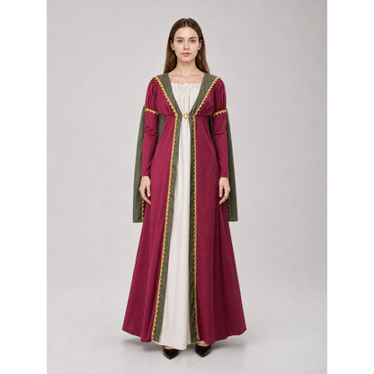 Medieval Dress with Cape and Gold Trim