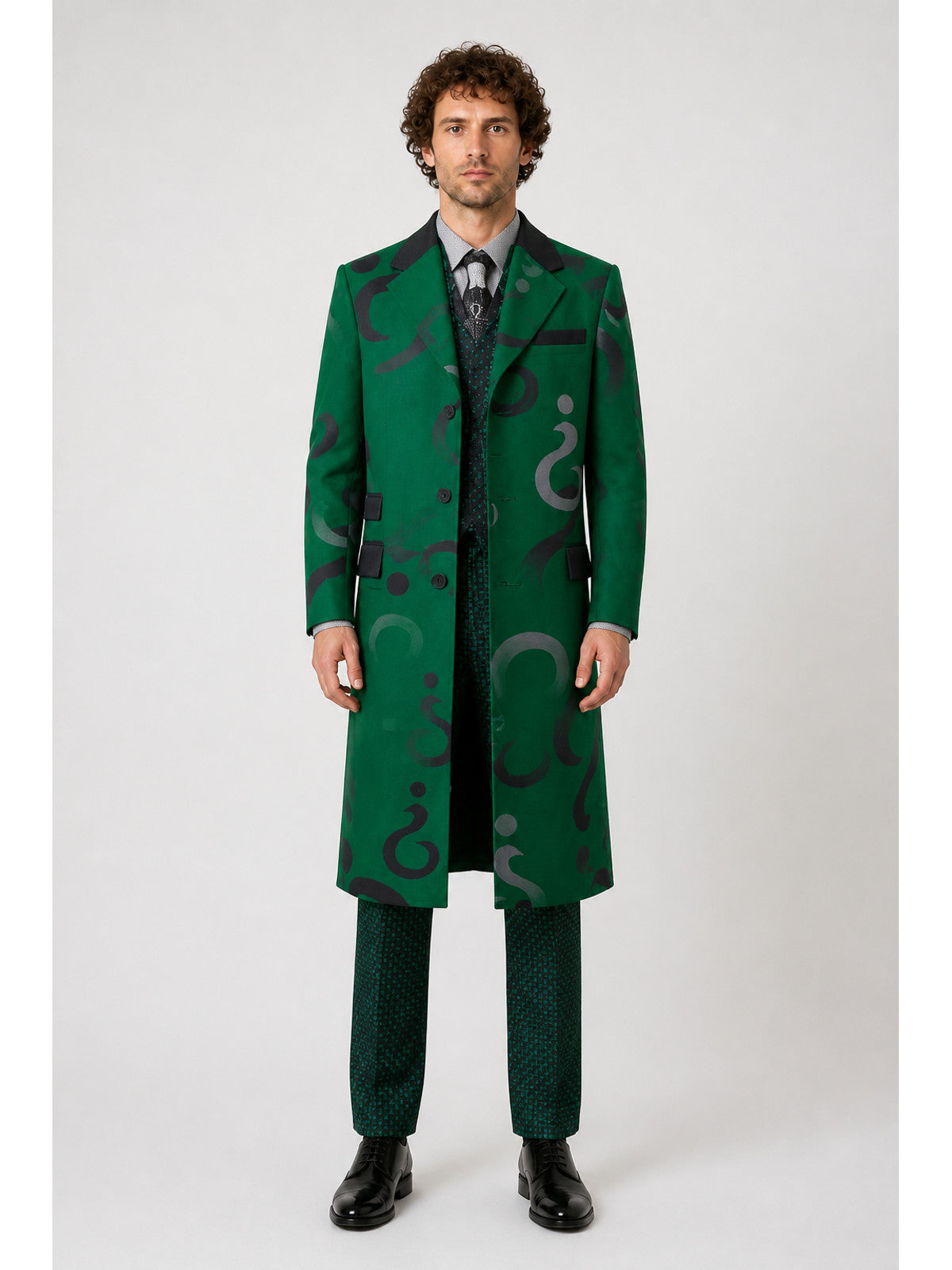 Green Riddler Costume with Cape for Cosplay main product view