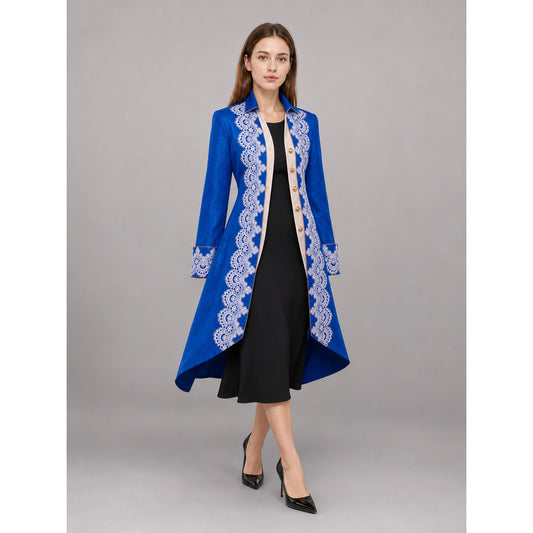 Blue costume tailcoat with decorative trim