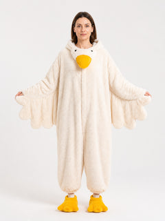 Plush White Goose Carnival Costume with Wings