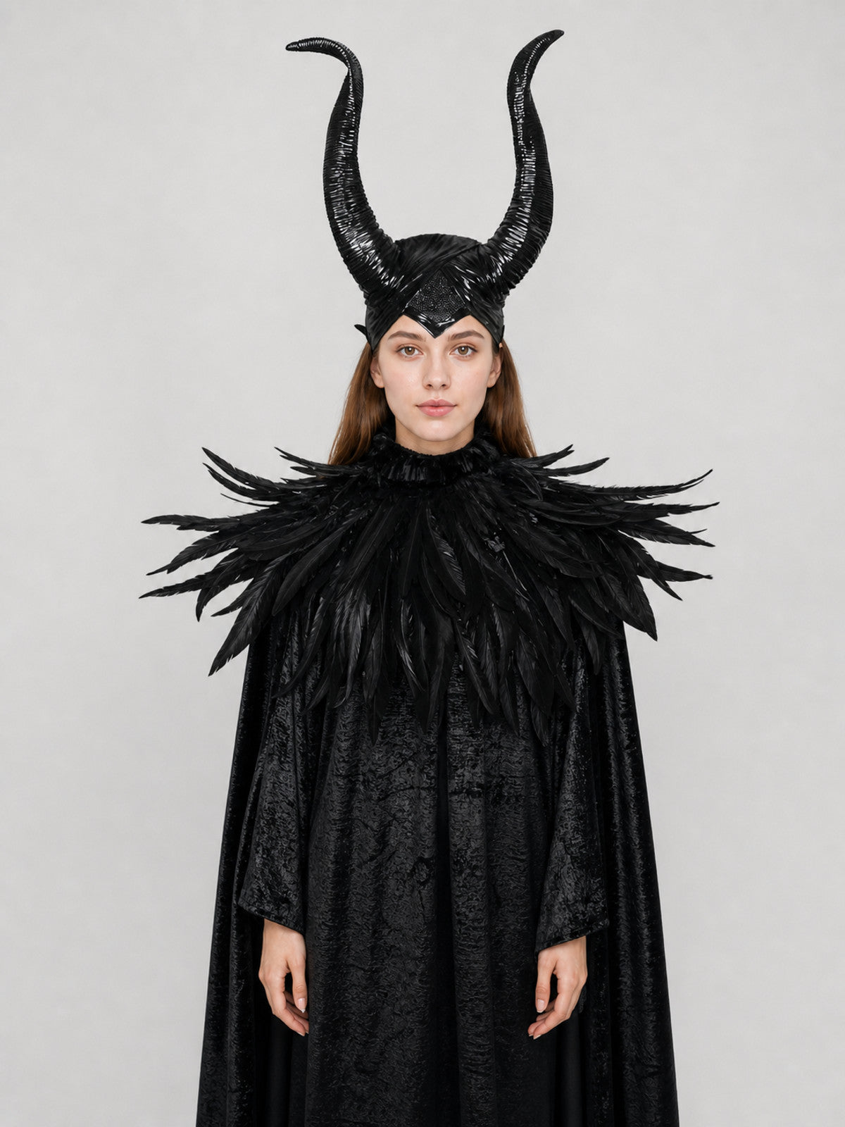 Halloween Carnival Headpiece with Horns and Feathers