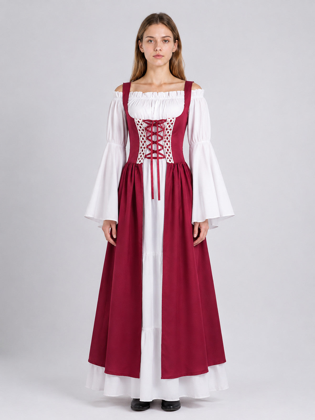 Medieval-Style Costume Dress with Corset on-model view