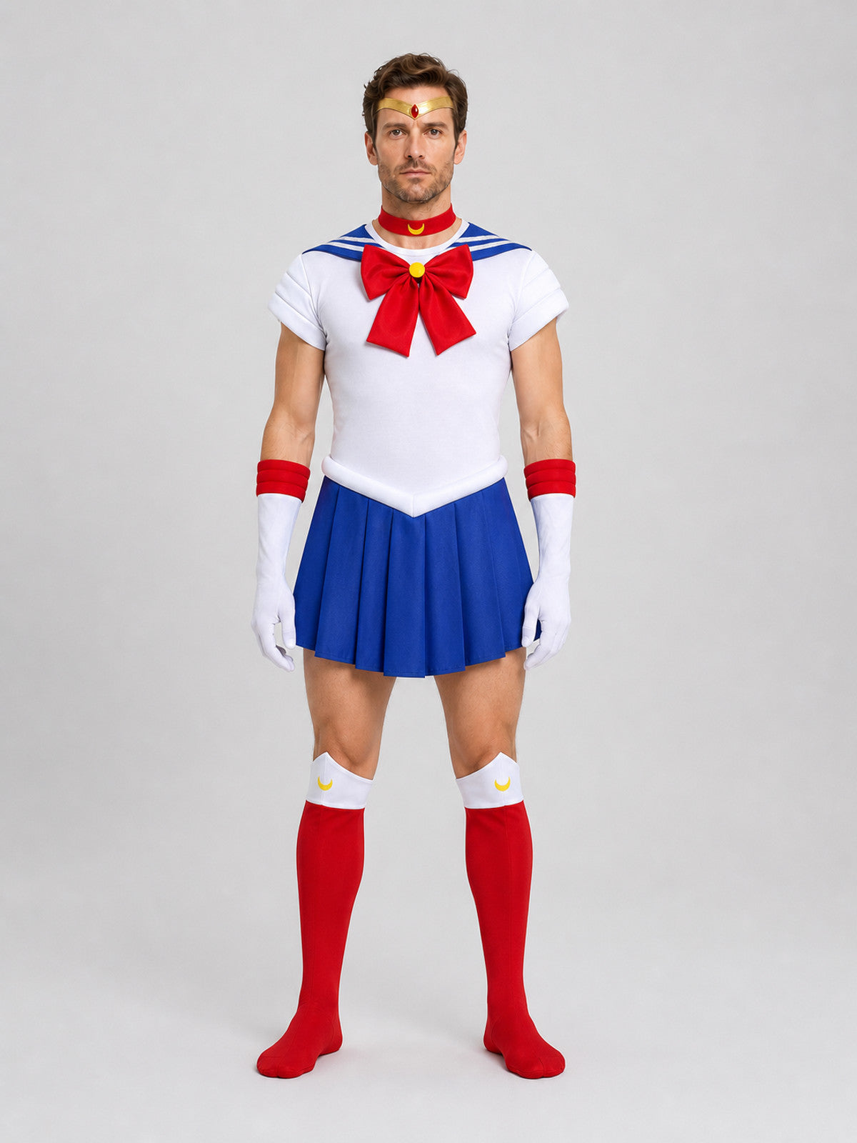 Sailor Moon Cosplay Costume, Sailor-Style Top with Skirt on-model view